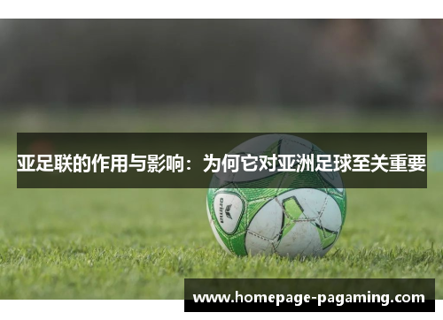 亚足联的作用与影响：为何它对亚洲足球至关重要