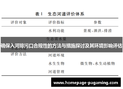 确保入河排污口合规性的方法与措施探讨及其环境影响评估
