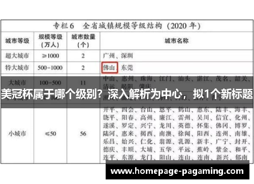 美冠杯属于哪个级别?深入解析为中心,拟1个新标题 美冠杯属于哪个级别?深入解析为中心,拟1个新标题